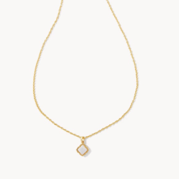 Kendra Scott Mallory Small Short Pendant Necklace in White Iridescent Drusy - Picture 1 of 7